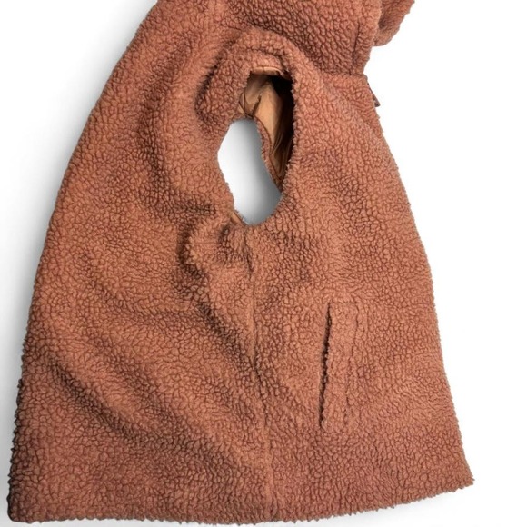 Charlotte Russe Sherpa Fleece Vest Hooded Zip Up Pockets Pink Medium Cozy Layer - Picture 5 of 10